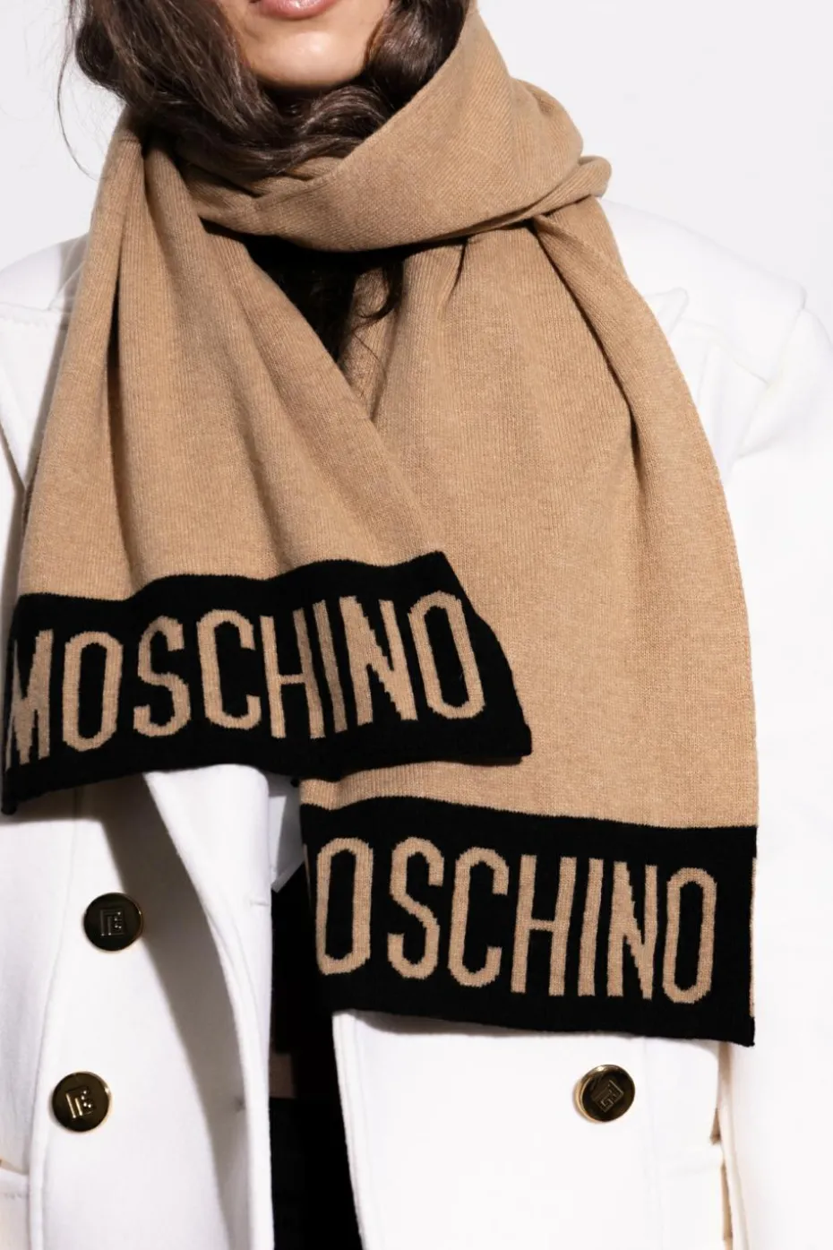 Moschino beige Scarf with logo