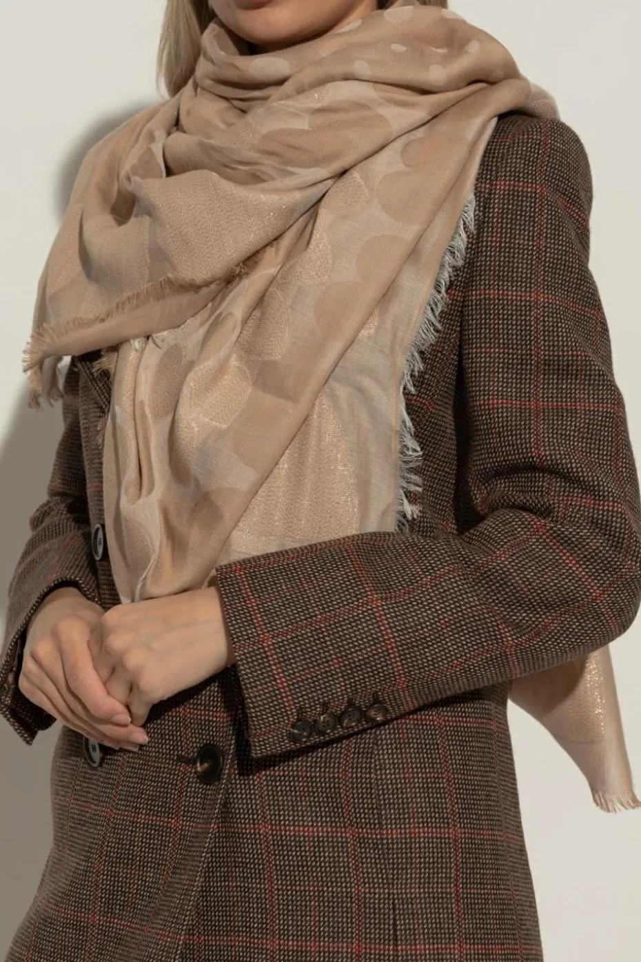 Moschino beige Scarf with lurex thread