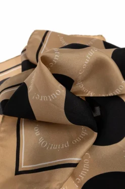 Moschino beige Silk scarf with logo