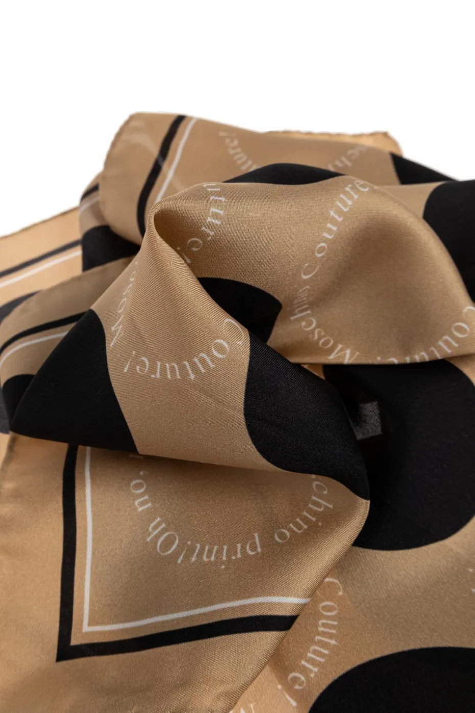 Moschino beige Silk scarf with logo