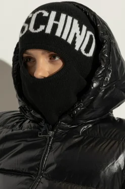 Moschino BLACK Balaclava with logo