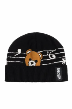 Moschino BLACK Cap with a distinctive bear motif