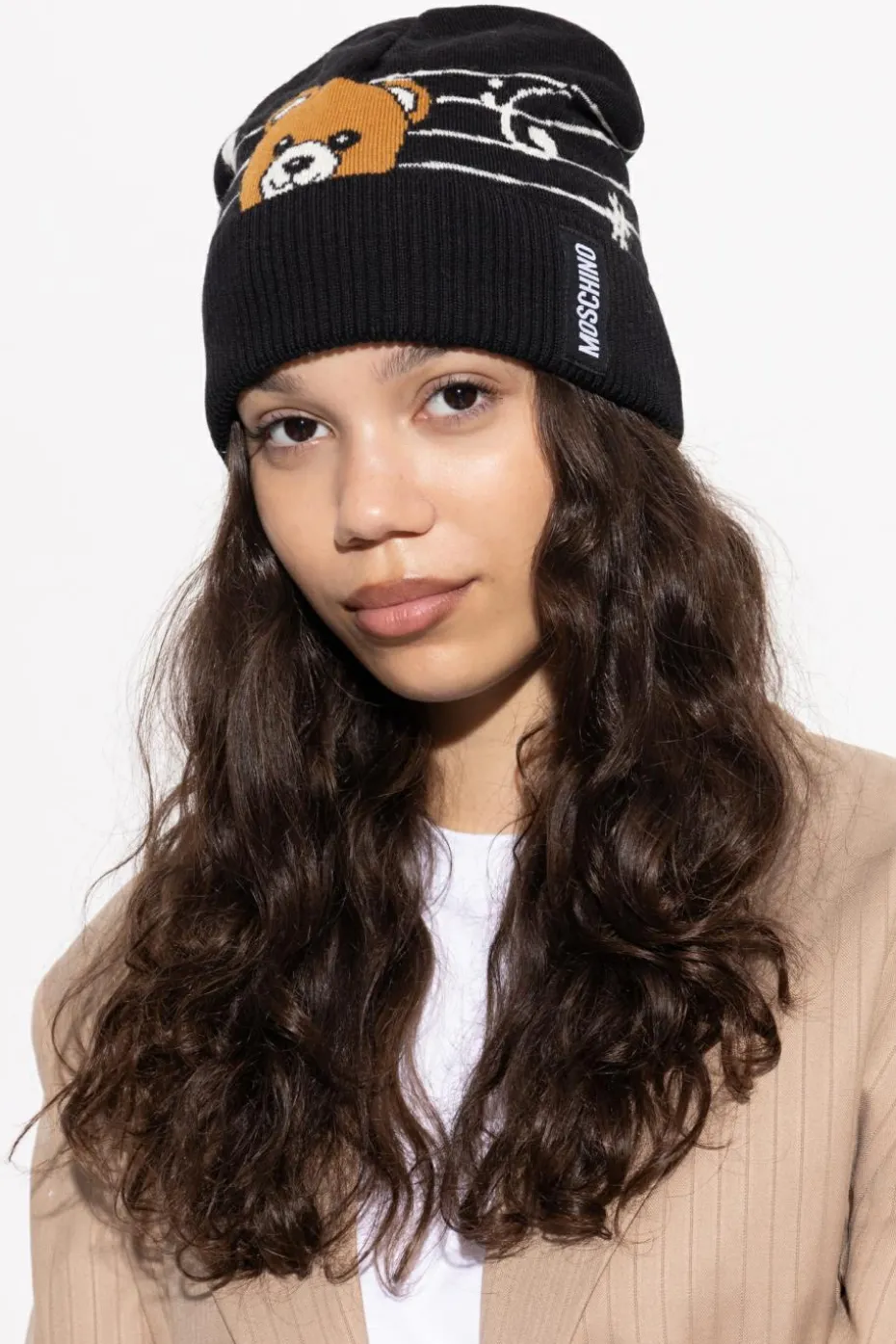 Moschino BLACK Cap with a distinctive bear motif