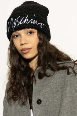 Moschino BLACK Cap with embroidered logo