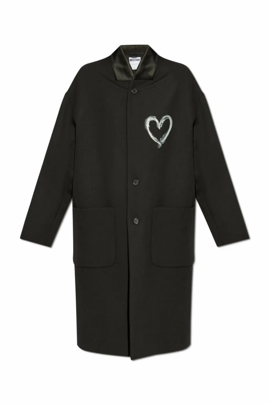Moschino BLACK Coat with heart-shaped print