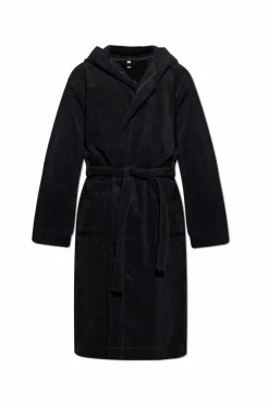 Moschino BLACK Cotton bathrobe with hood