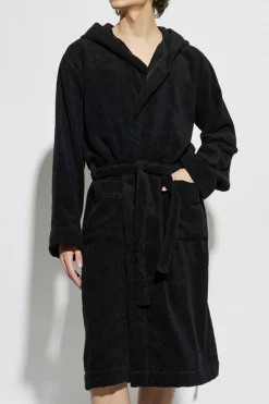 Moschino BLACK Cotton bathrobe with hood