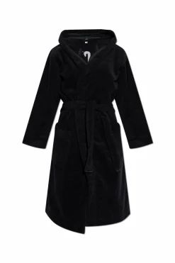 Moschino BLACK Cotton bathrobe with hood