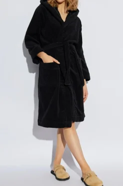 Moschino BLACK Cotton bathrobe with hood