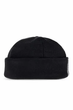 Moschino BLACK Cotton beanie with logo patch