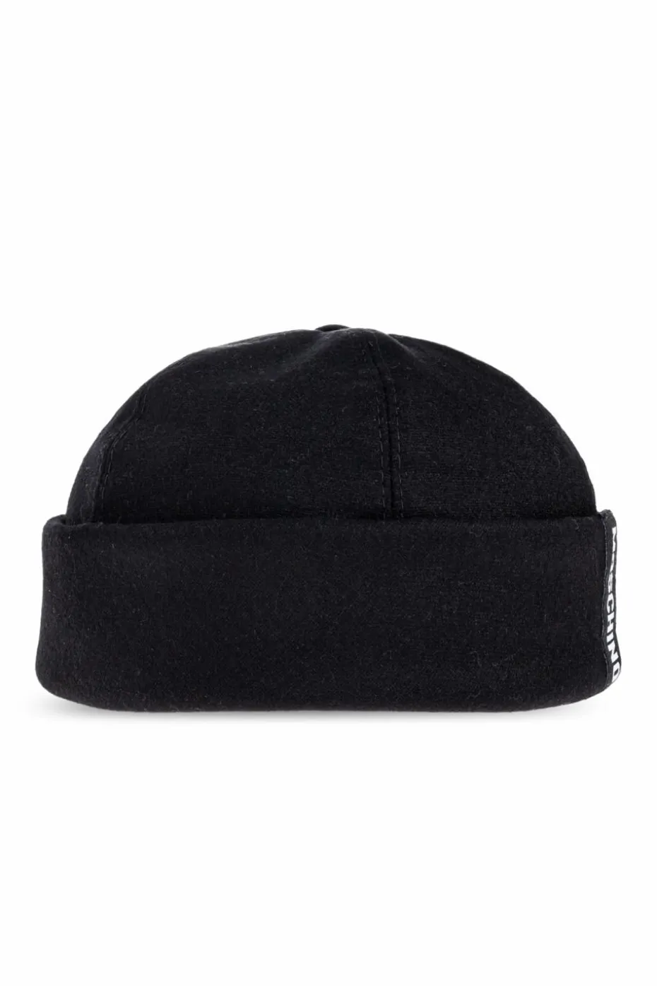 Moschino BLACK Cotton beanie with logo patch