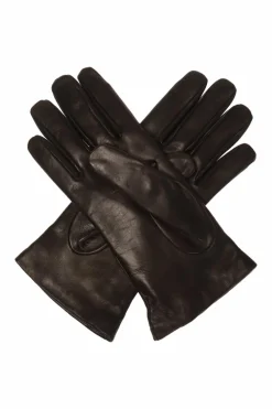 Moschino BLACK Leather gloves with logo