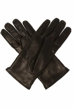 Moschino BLACK Leather gloves with logo