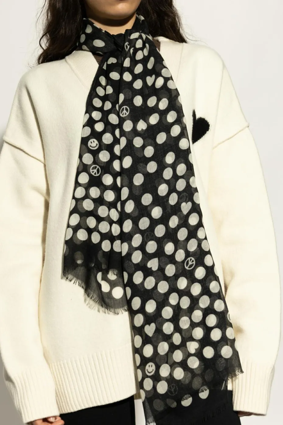 Moschino BLACK Polka dot patterned scarf