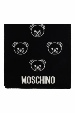 Moschino BLACK Scarf with a characteristic teddy bear motif
