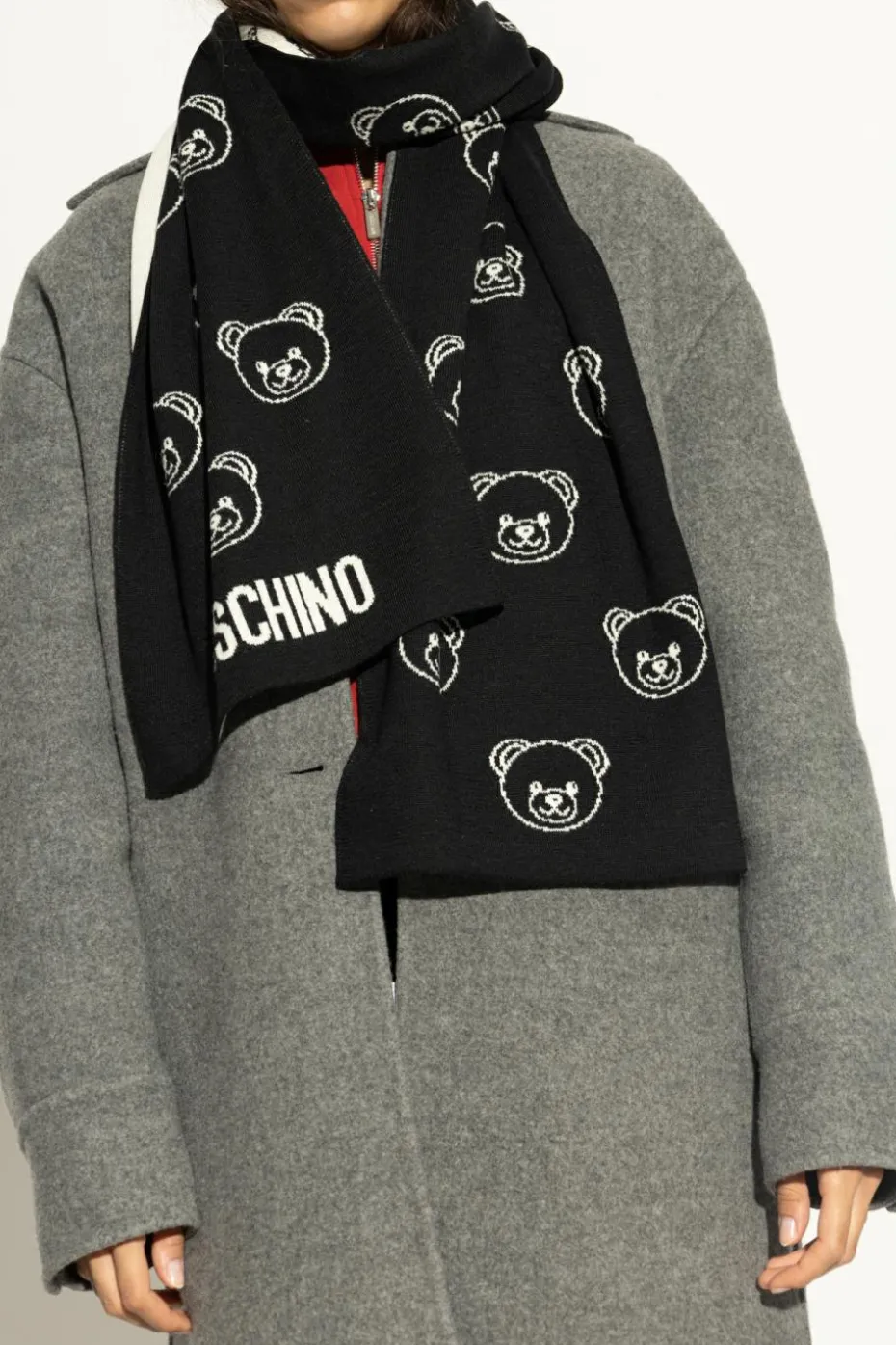 Moschino BLACK Scarf with a characteristic teddy bear motif
