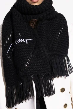 Moschino BLACK Scarf with embroidered logo