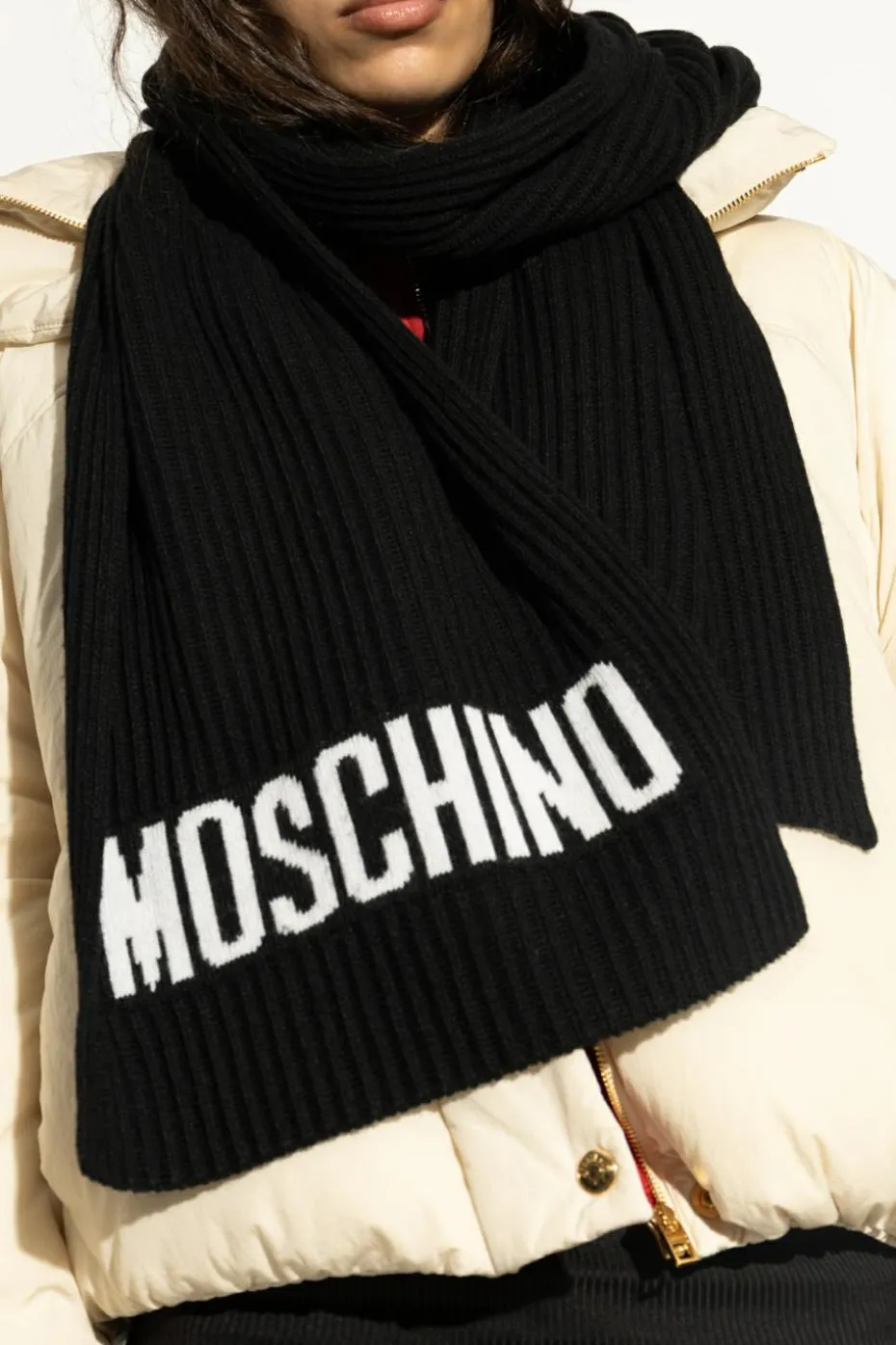 Moschino BLACK Scarf with logo