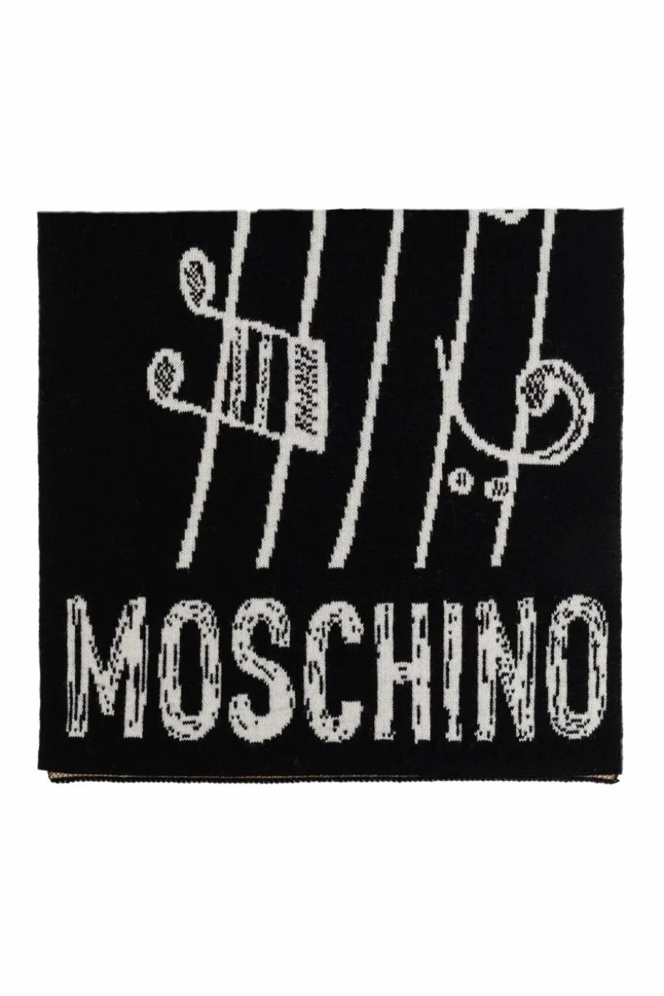 Moschino BLACK Scarf with a characteristic teddy bear motif