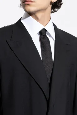 Moschino BLACK Silk tie with logo