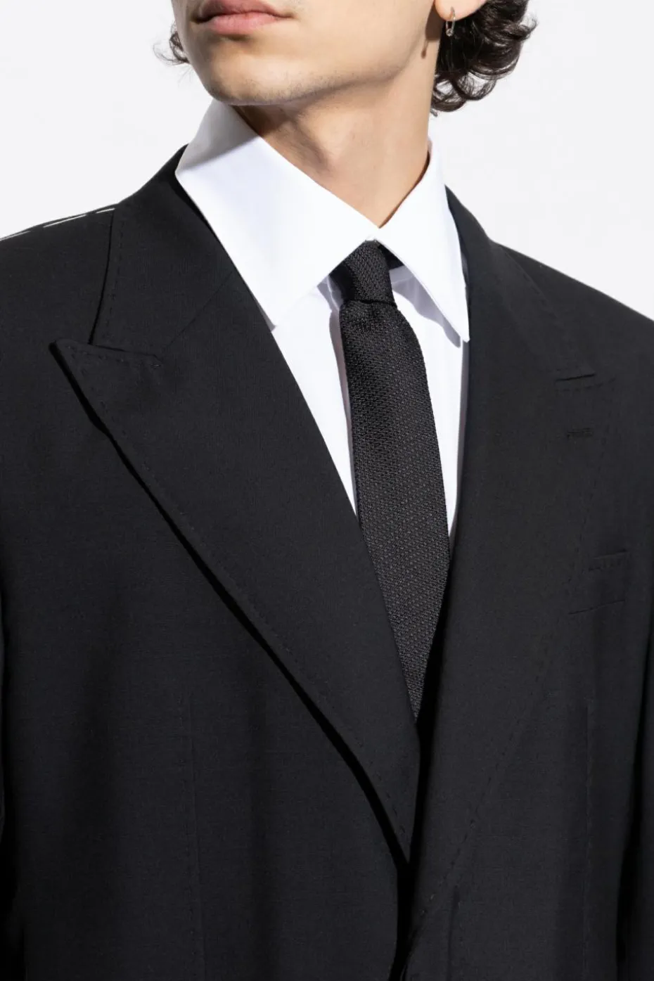 Moschino BLACK Silk tie with logo