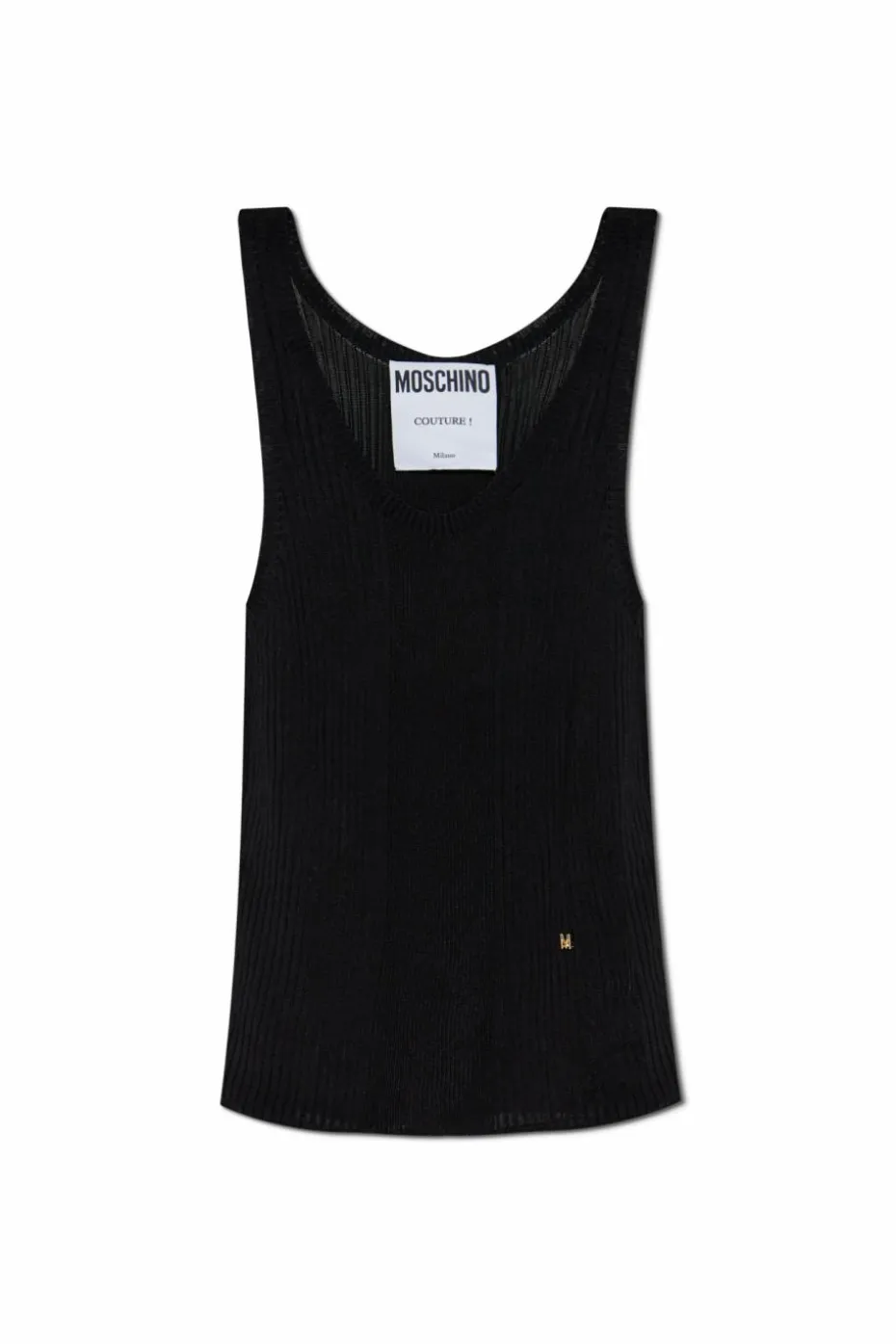Moschino BLACK Top with logo-shaped appliqué