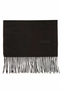 Moschino BLACK Wool scarf with logo
