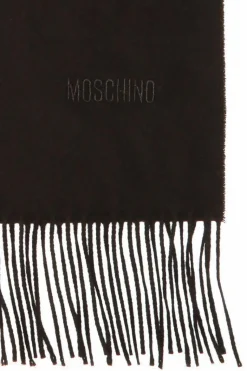 Moschino BLACK Wool scarf with logo