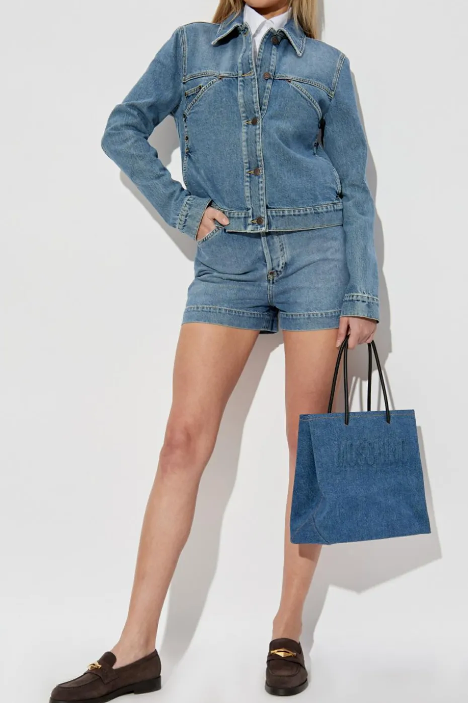 Moschino BLUE Denim jacket with vintage effect