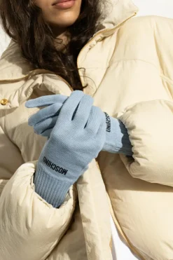 Moschino BLUE Gloves with logo