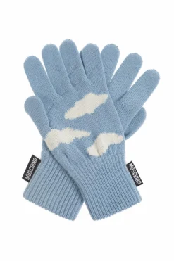 Moschino BLUE Gloves with a logo patch