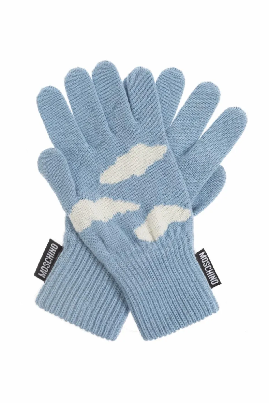 Moschino BLUE Gloves with a logo patch
