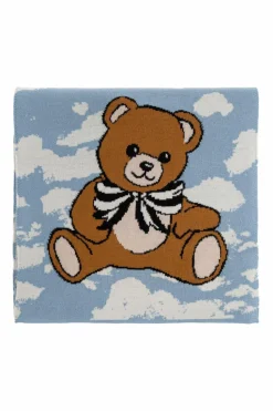 Moschino BLUE Scarf with a characteristic teddy bear motif