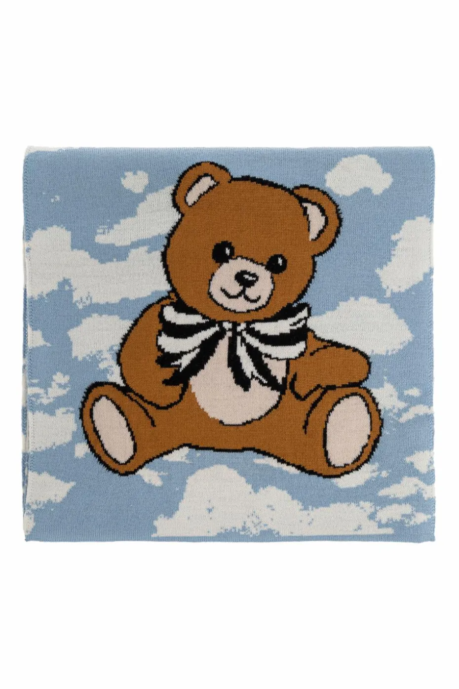 Moschino BLUE Scarf with a characteristic teddy bear motif