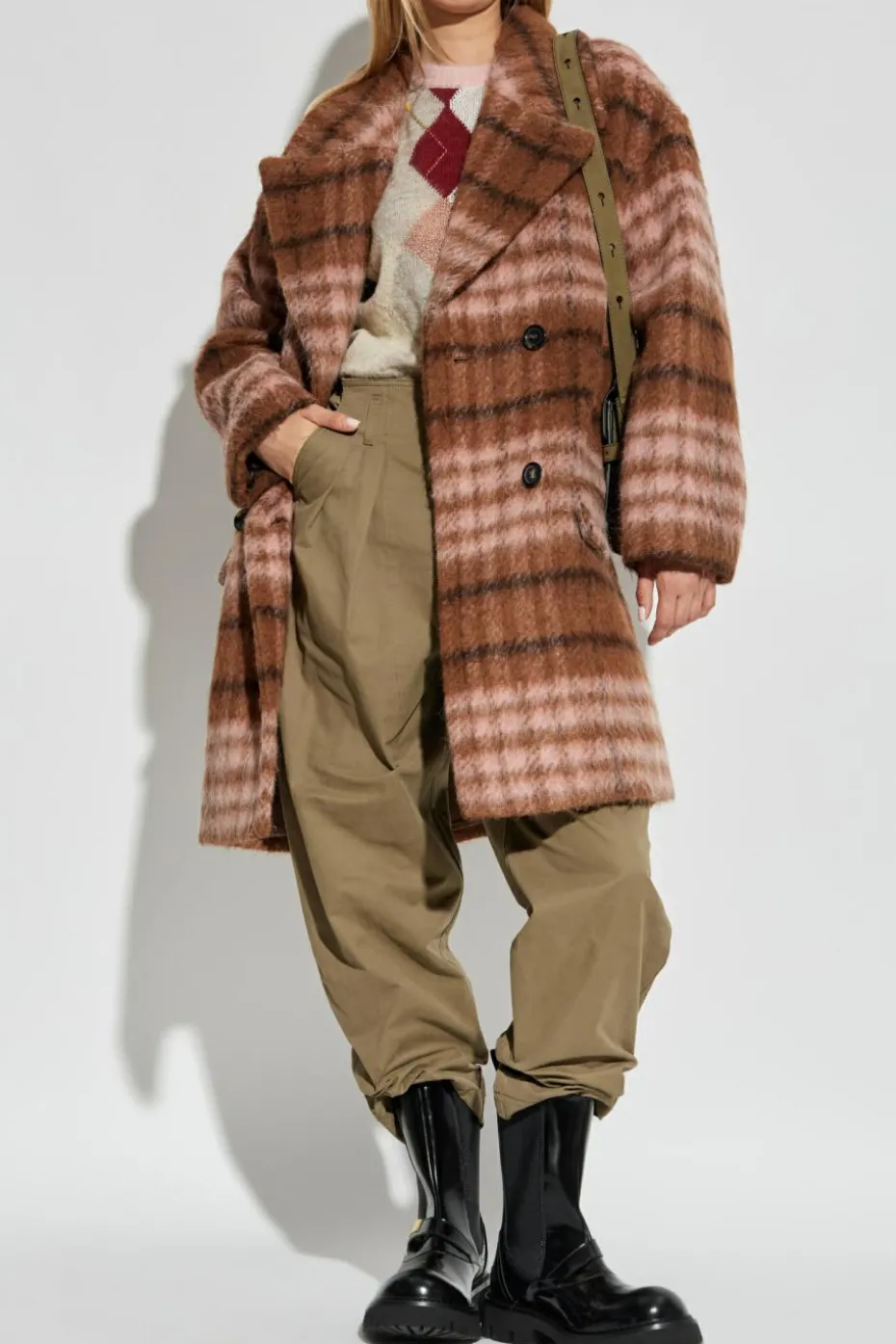 Moschino BROWN Checked coat
