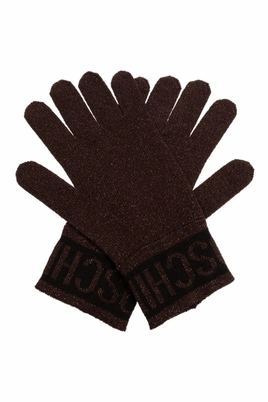 Moschino BROWN Gloves with lurex thread