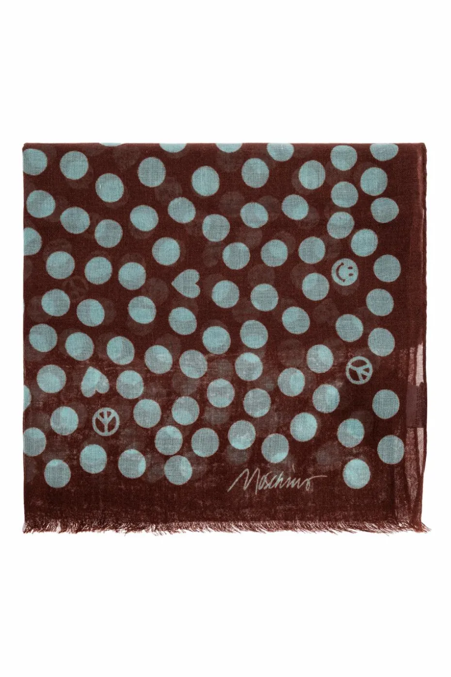 Moschino BROWN Scarf with polka dot pattern