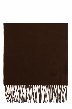Moschino BROWN Wool scarf with embroidered logo