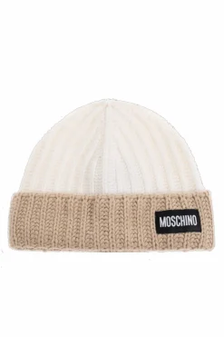 Moschino cream Cap with logo patch