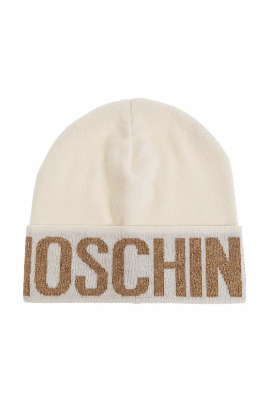Moschino cream Cap with logo and lurex thread