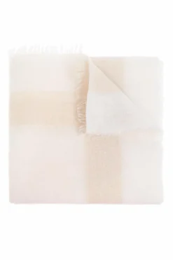 Moschino cream Cashmere scarf with logo