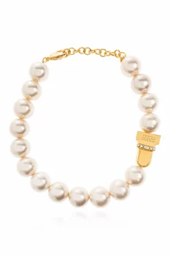 Moschino cream Logo necklace