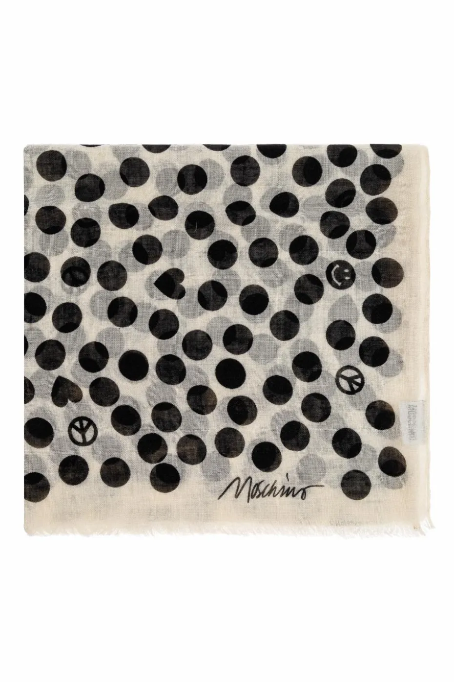 Moschino cream Scarf with polka dot pattern