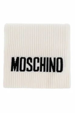 Moschino cream Scarf with logo