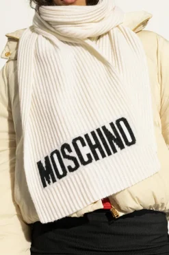 Moschino cream Scarf with logo