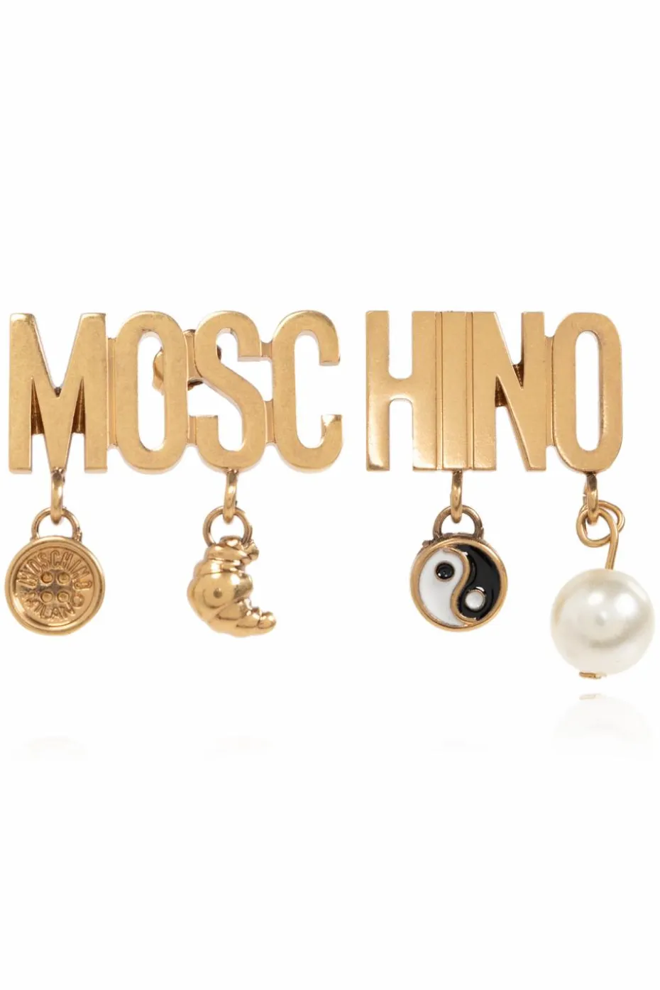 Moschino GOLD Earrings with logo and pendants