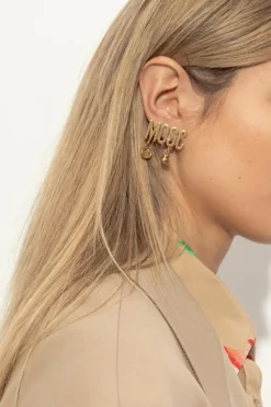 Moschino GOLD Earrings with logo and pendants