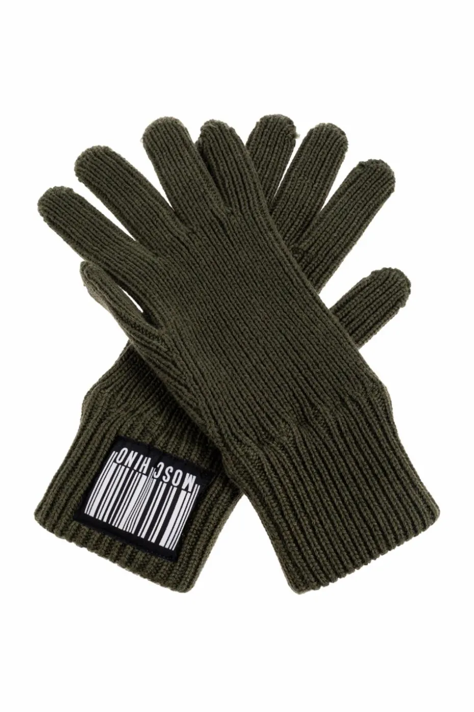 Moschino GREEN Gloves with a logo patch