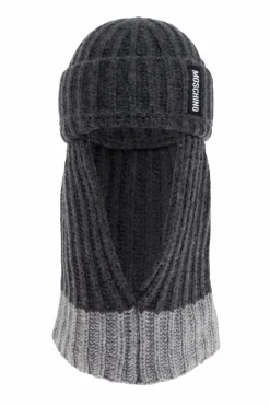 Moschino GREY Balaclava with logo patch