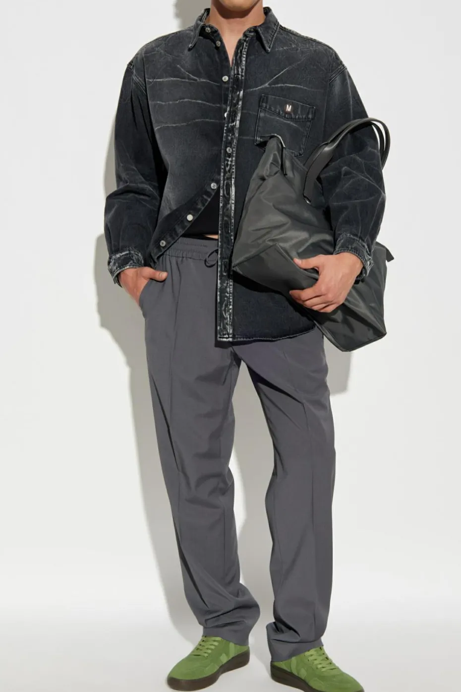 Moschino GREY Denim shirt with logo